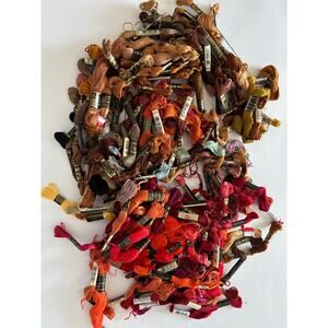 Lot of vintage embroidery threads brown red orange